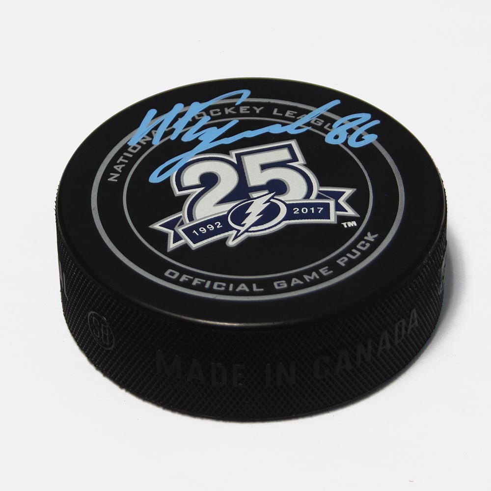 Nikita Kucherov Tampa Bay Lightning Autographed 25th Season Official Game Puck NHL Auctions