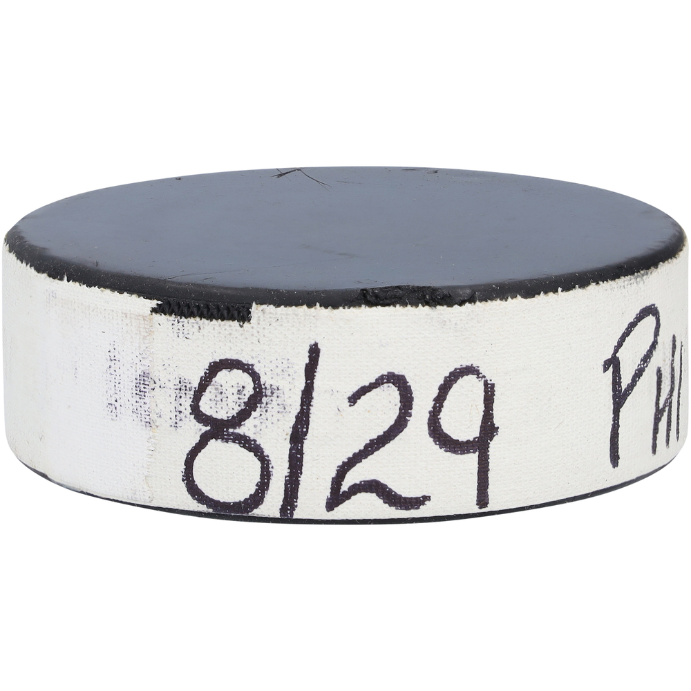 New York Islanders vs. Philadelphia Flyers Practice-Used Puck from Game 4 of the Second Round of the 2020 Stanley Cup Playoffs on August 29, 2020 - Used During Pregame Warm-Ups