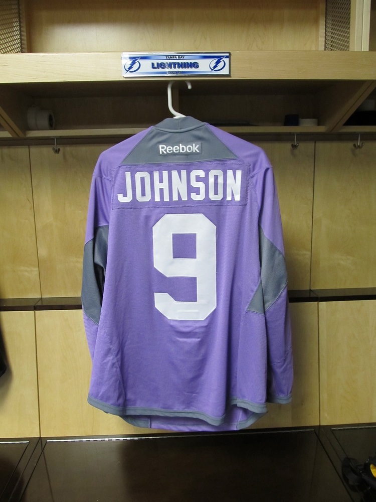 Tyler Johnson Tampa Bay Lightning WarmUp Worn Hockey Fights Cancer