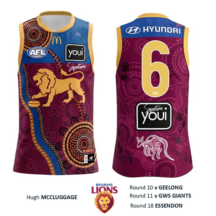 Photo of Hugh McCluggage #6 Brisbane Lions 2026 Indigenous Guernsey