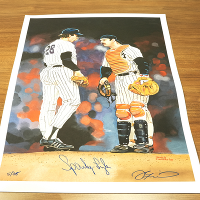 Sparky Lyle and Thurman Munson Lithograph Autographed By Sparky Lyle and James Fiorentino