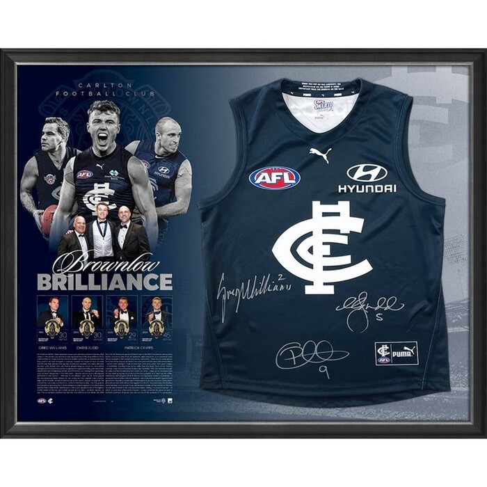 Photo of Carlton Football Club Triple Signed Brownlow Guernsey - Premium Edition #1