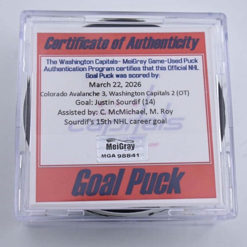 Image of Sourdif, Justin - Washington Capitals - March 22, 2026 vs. Colorado Avalanche (Capitals Logo)