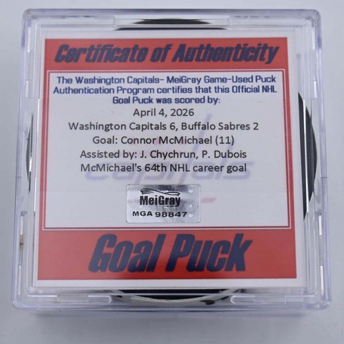 Image of McMichael, Connor - Washington Capitals - April 4, 2026 vs. Buffalo Sabres (Capitals Logo)