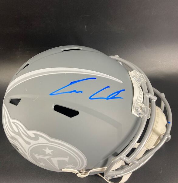 NFL - Titans Cam Ward Signed Slate Replica Speed Helmet