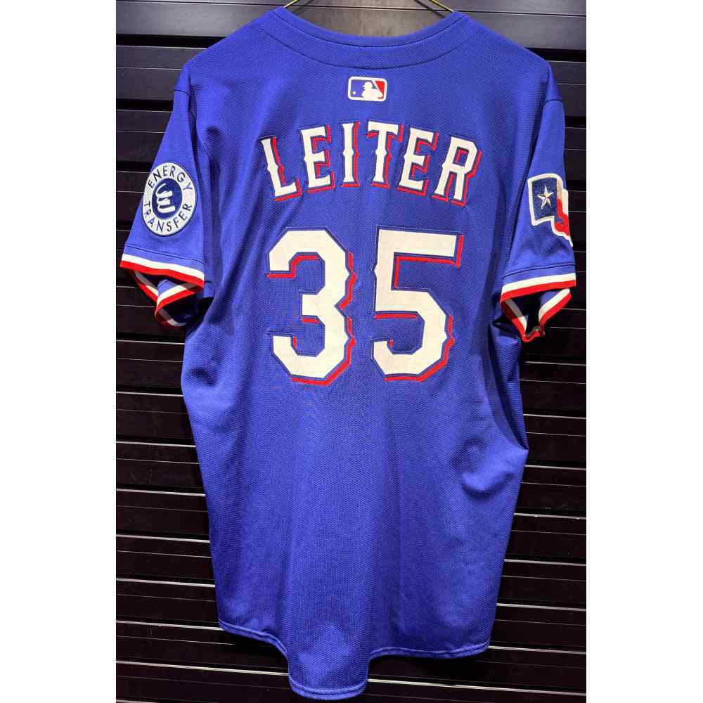Jack Leiter #35 Texas Rangers Team-Issued 2025 Blue Alternate