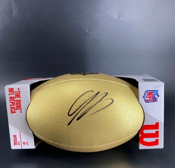 NFL - Bengals Jermaine Burton Signed Gold Composite Football