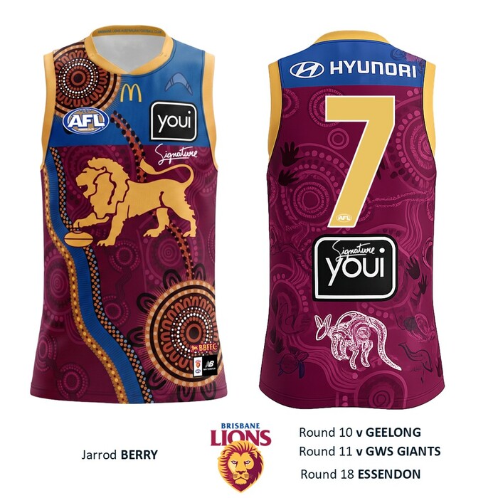 Photo of Jarrod Berry #7 Brisbane Lions 2026 Indigenous Guernsey