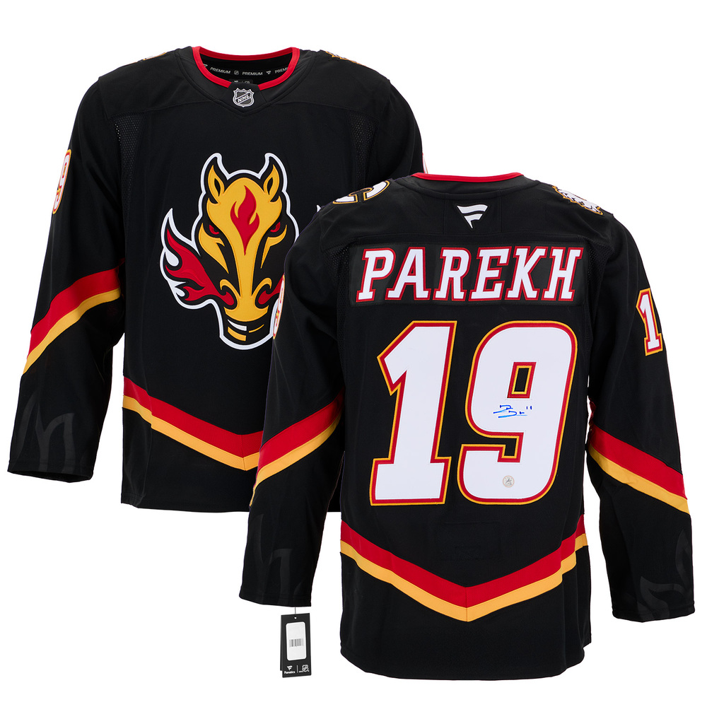 Zayne Parekh Signed Calgary Flames Alt Blasty Fanatics Premium Jersey