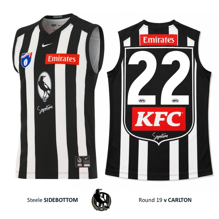 Photo of Steele Sidebottom #22 Collingwood 2026 Retro Match-Worn Guernsey