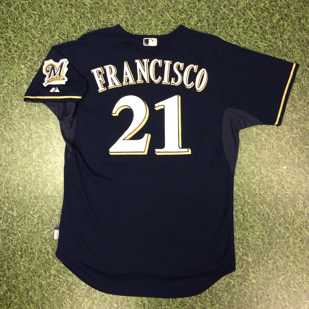 Brewers Charity Auction Juan Francisco 2013 Home Navy GameUsed Jersey