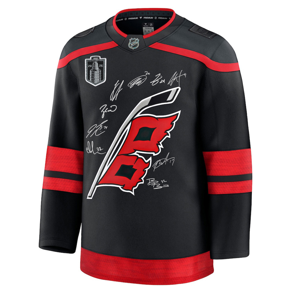 Carolina Hurricanes Autographed 2026 Stanley Cup Champions Black Fanatics Premium Jersey with Multiple Signatures - Limited Edition #1 of 99