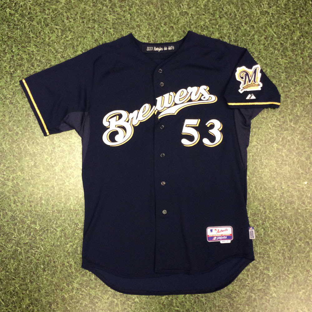 Brewers Charity Auction Brandon Kintzler 2013 Home Navy Jersey