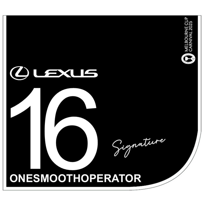 Photo of #16 Onesmoothoperator - Harry Coffey Signed Lexus Melbourne Cup Saddlecloth