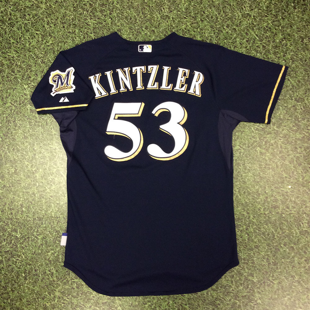 Brewers Charity Auction Brandon Kintzler 2013 Home Navy Jersey