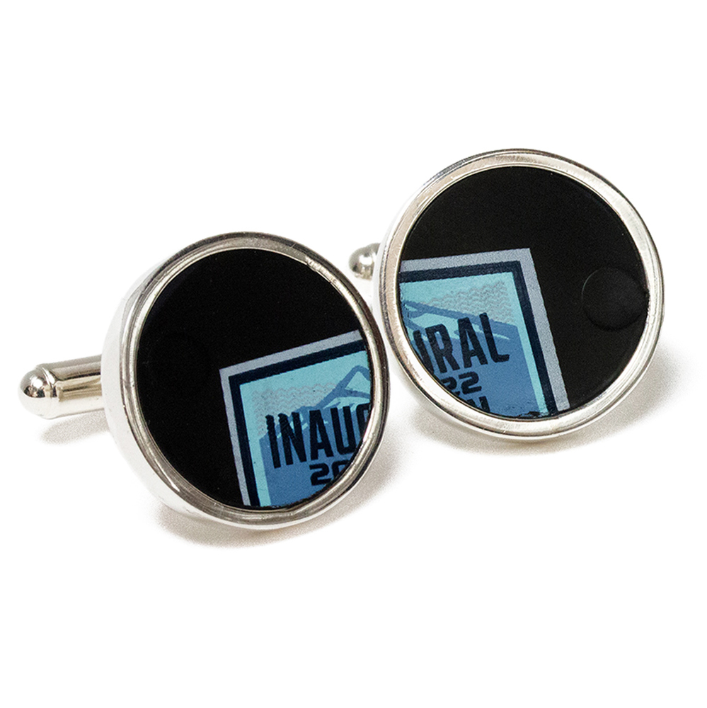 Seattle Kraken Game Used Puck Round Cuff Links Team Logo (Top Half