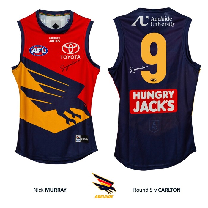 Photo of Nick Murray #9 Adelaide Crows 2026 Gather Round Match-Worn Guernsey