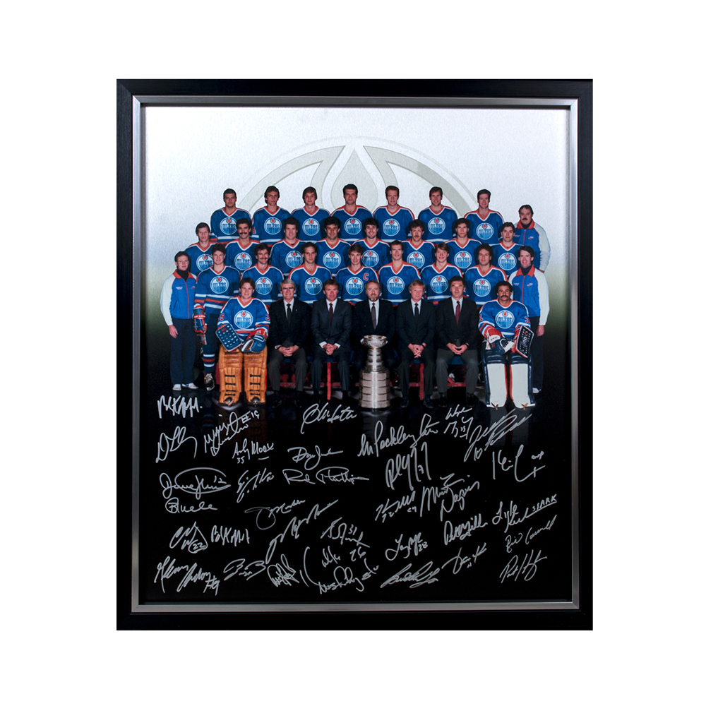 198485 Edmonton Oilers Stanley Cup Champions TeamSigned 26" x 30" Team Photo Custom Artwork