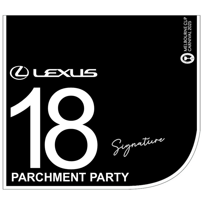 Photo of #18 Parchment Party - John Velazquez Signed Lexus Melbourne Cup Saddlecloth