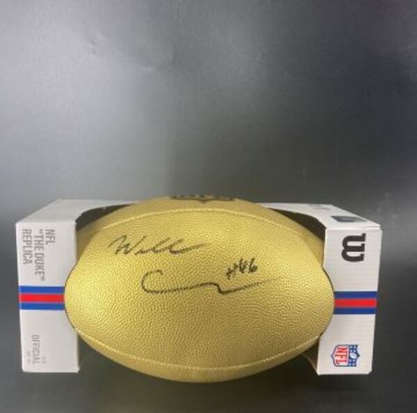 NFL - Patriots Will Campbell Signed Gold Composite Football