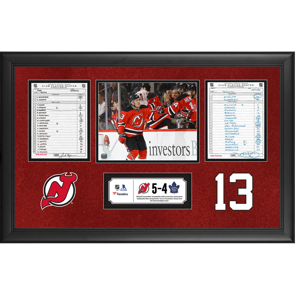 New Jersey Devils Framed Original LineUp Cards From November 23, 2016