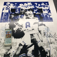Cowboys Bundle - TROY AIKMAN SIGNED POSTER + SUPER BOWL XXX Green PAPERW...