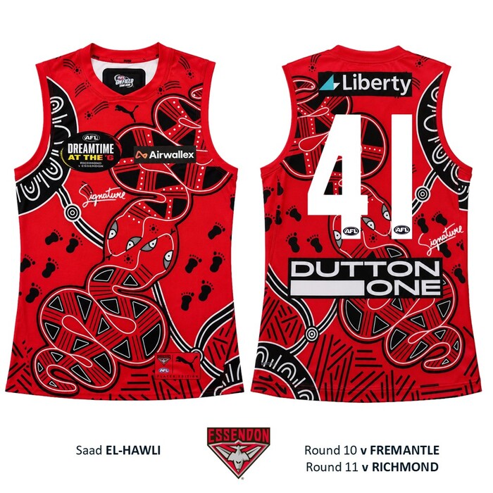 Photo of Saad El-Hawli #41 Essendon 2026 Dreamtime Guernsey 