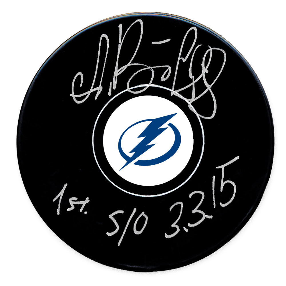 Andrei Vasilevskiy Tampa Bay Lightning 1st Shutout 3.3.15 Autographed Puck