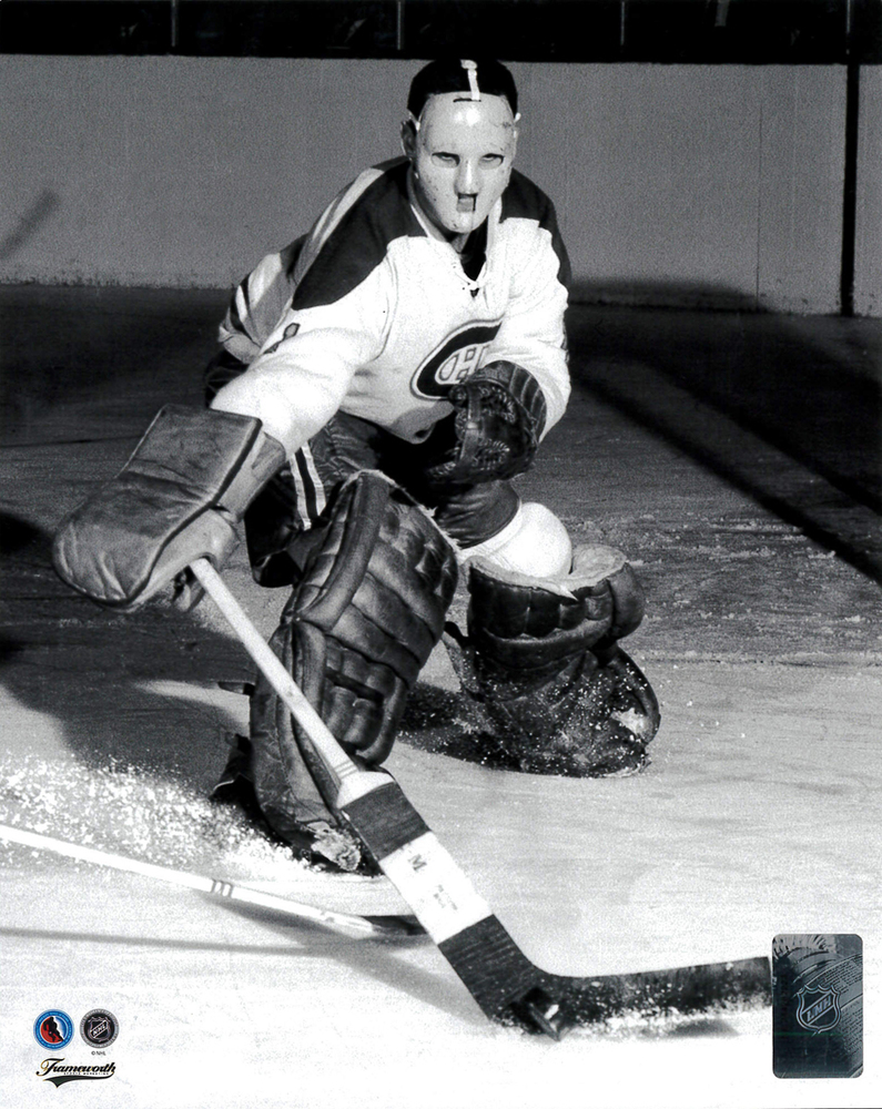 Jacques Plante Montreal Canadiens Black & White Action Hockey Hall Of Fame Collection 8x10 Photo