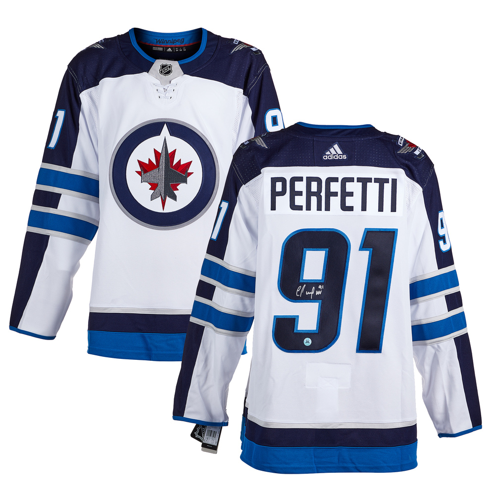 Cole Perfetti Signed Winnipeg Jets White adidas Jersey