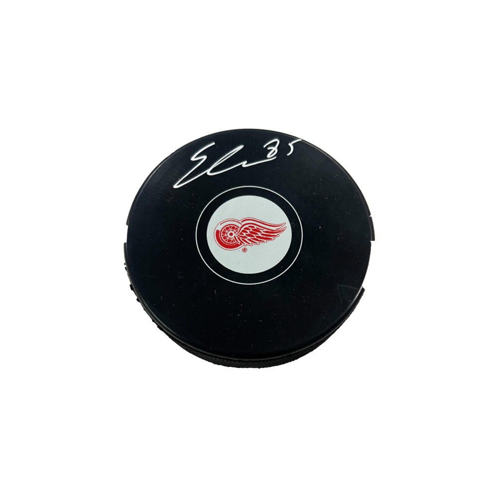 ELMER SODERBLOM Signed Detroit Red Wings Puck