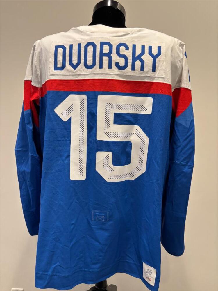 Dalibor Dvorsky Slovakia Game-Used Blue Jersey worn v. Germany on February 18, 2026, as a part of the 2026 Milano Cortina Winter Games.