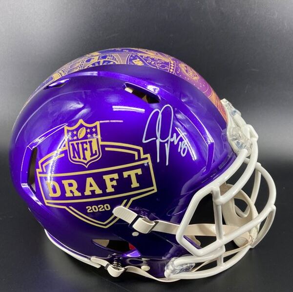 NFL - Vikings Justin Jefferson Signed Authentic Speed Helmet with 2020 D...