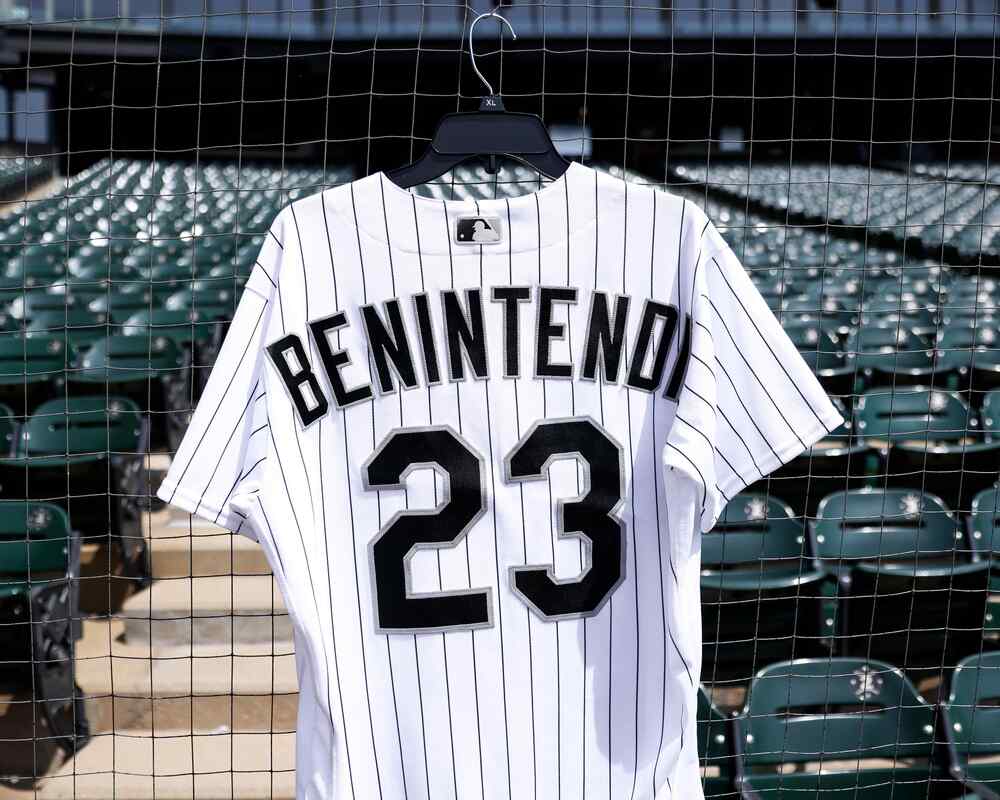 VERTEX LONDON Pinstripe JerseyサイズM Andrew Benintendi 2023 Game-Used White Pinstripe Jersey - 7/4/2023