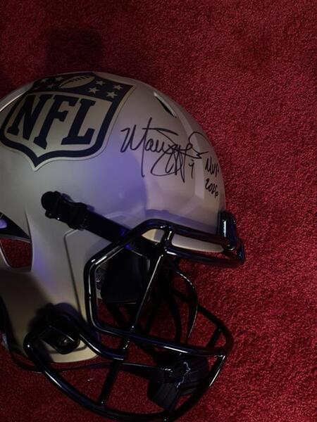 NFL Honors  - MVP Matthew Stafford signed Gold Shield Helmet with "...