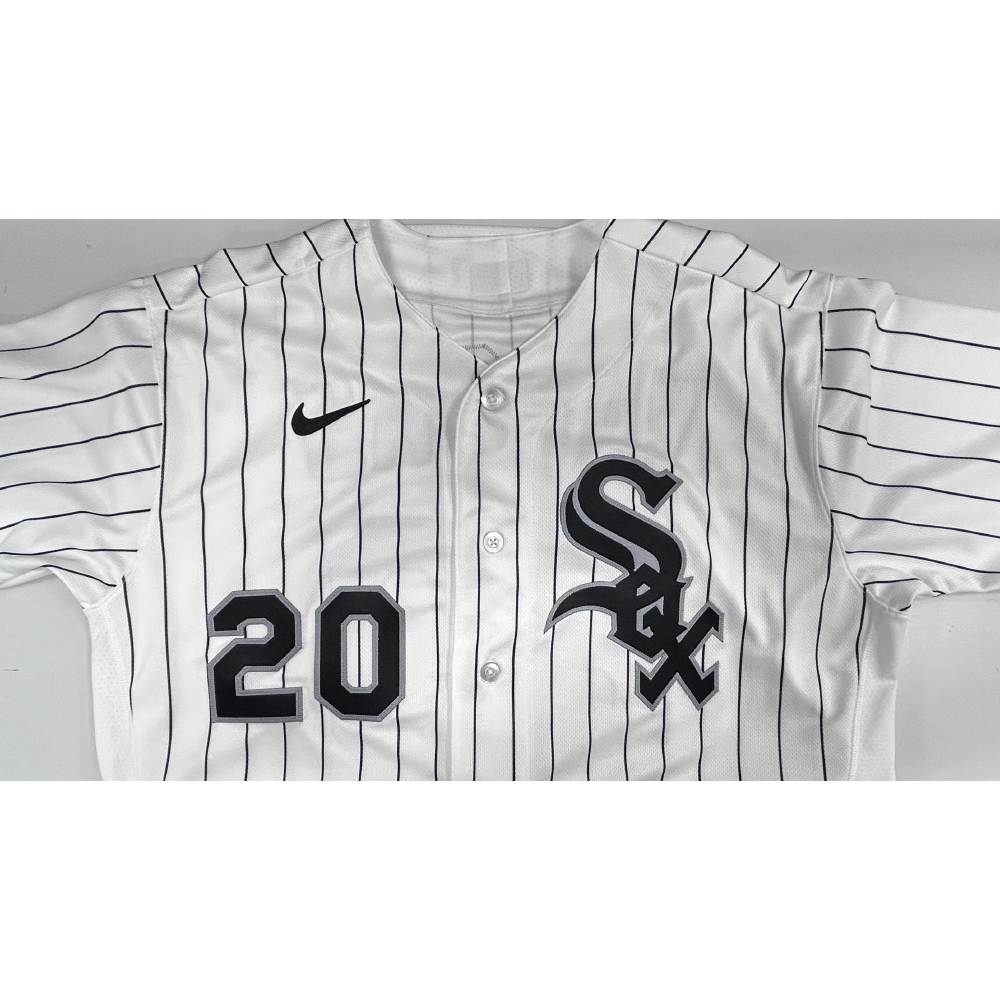 Miguel Vargas Autographed White Pinstripe Jersey -Sze 46 | White