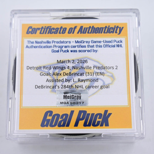 Image of DeBrincat, Alex - Detroit Red Wings - March 2, 2026 at Nashville Predators (Predators Logo)
