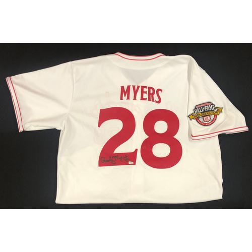 Randy Myers - AUTOGRAPHED Game Used Jersey: Reds Hall of Fame Legends Game