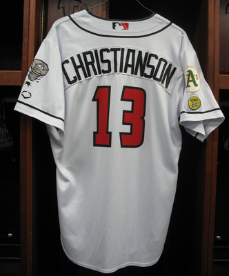 #13 Jake Christianson Size L Lansing Lugnuts - Home White Jersey