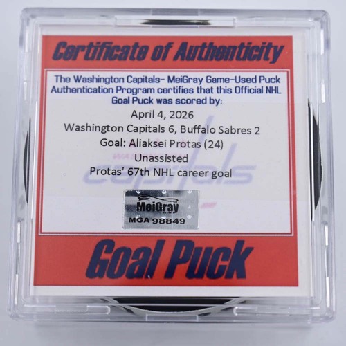 Image of Protas, Aliaksei - Washington Capitals - April 4, 2026 vs. Buffalo Sabres (Capitals Logo)