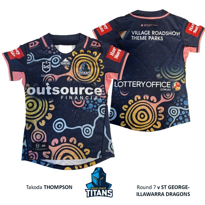 Photo of Takoda Thompson #17 Gold Coast Titans 2026 Indigenous Jersey