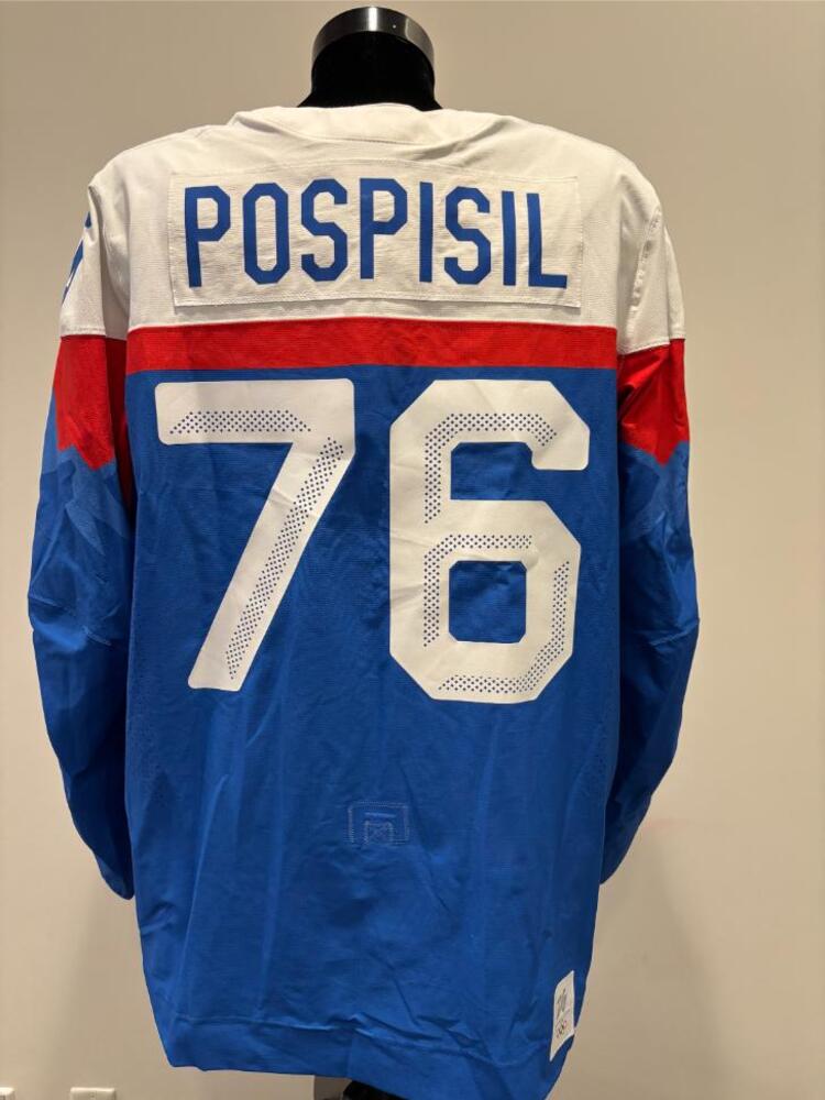 Martin Pospisil Slovakia Game-Used Blue Jersey worn v. Germany on February 18, 2026, as a part of the 2026 Milano Cortina Winter Games.
