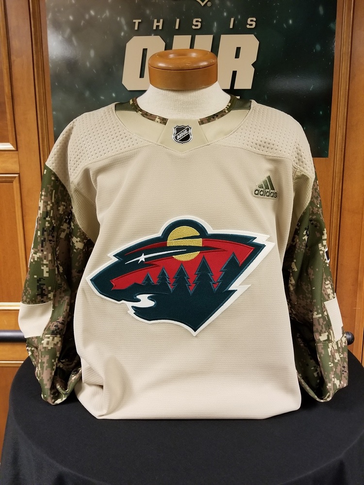 Tyler Ennis Minnesota Wild 2018 Camouflage WarmUp Jersey (Size 54