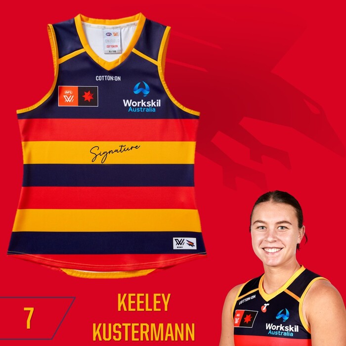 Photo of Keeley Kustermann #7 Adelaide Crows 2025 Home Guernsey