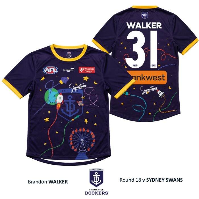 Photo of Brandon Walker #31 Fremantle 2026 Starlight Foundation Warm Up Tee
