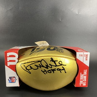 HOF - Cowboys Randy White Signed Gold Football with 100 Season Logo with...