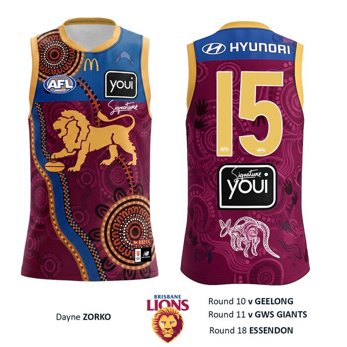 Photo of Dayne Zorko #15 Brisbane Lions 2026 Indigenous Guernsey