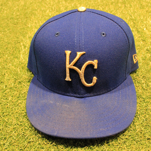 Game Used Gold Hat Maikel Franco 7 Size 7 3 8 Det Kc 9 25 Kansas City Royals Auctions