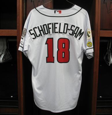 #18 T.J. Schofield-Sam Size L Lansing Lugnuts - Home White Jersey