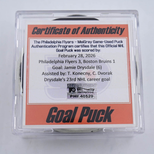 Image of Drysdale, Jamie - Philadelphia Flyers - February 28, 2026 vs. Boston Bruins (Flyers Logo)